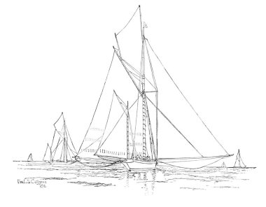 Sailling tekne. Retro ve eski görüntü