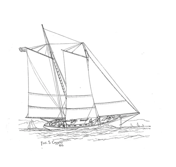 Sailling Tekne Retro Eski Görüntü — Stok fotoğraf