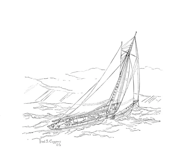 Sailling Loď Retro Starý Obraz — Stock fotografie