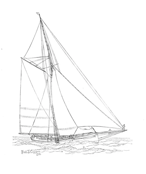 Sailling Boot Retro Oude Beeld — Stockfoto