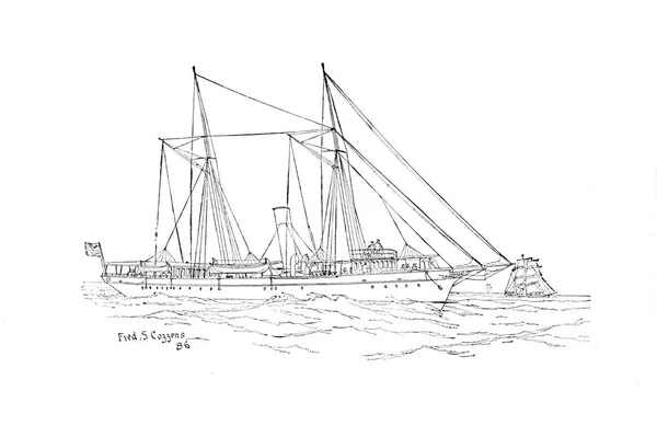 Ιστιοπλοϊκό Σκάφος Ρετρό Και Παλιά Εικόνα — Φωτογραφία Αρχείου