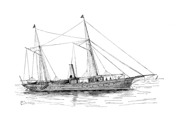 Sailling Loď Retro Starý Obraz — Stock fotografie