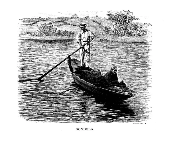 図では 手漕ぎボート レトロ イメージ — ストック写真