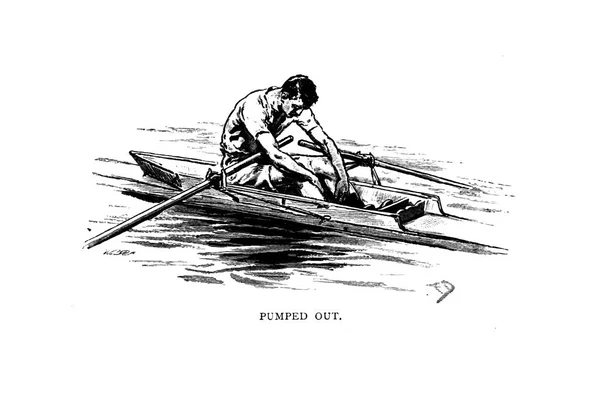 Rowing illustration, retro and old image