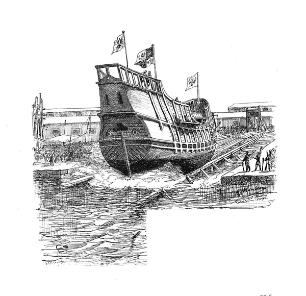 Ship illustration, retro and old image