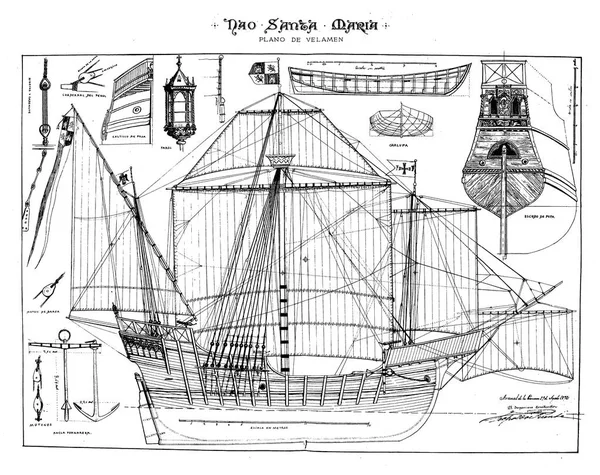 Корабельна Ілюстрація Ретро Старе Зображення — стокове фото