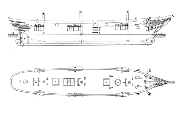 Schiffsabbildung Retro Und Altes Image — Stockfoto