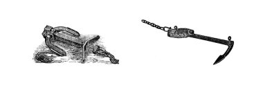 Çapa çizimi. Retro ve eski görüntü