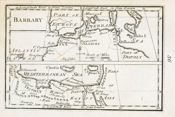 Vecchia Mappa Incisione Immagine — Foto Stock