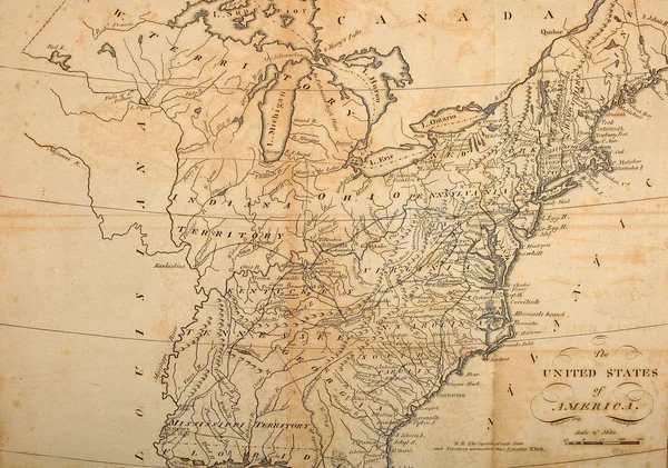Vecchia Mappa Immagine Incisa Stati Uniti — Foto Stock