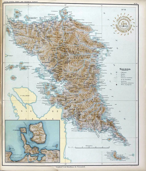 Карта Рельефа Филиппин Ретро Образ — стоковое фото