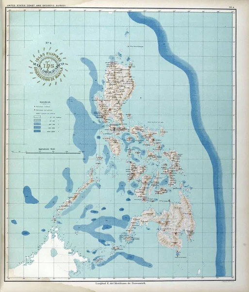 Filipijnen Reliëfkaart Retro Beeld — Stockfoto