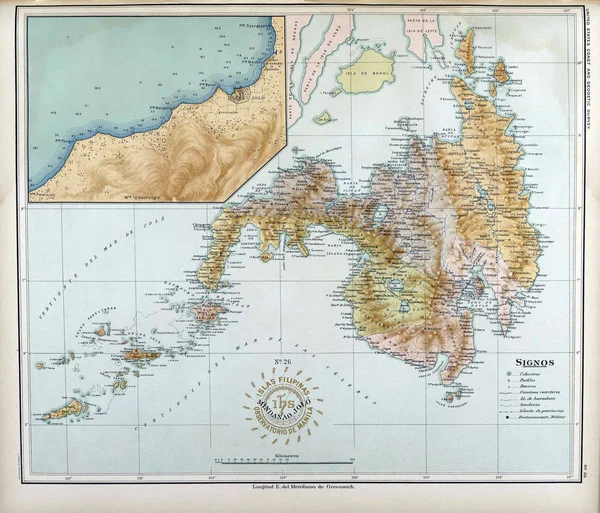 Philippines Relief Map Retro Image — Stock Photo, Image