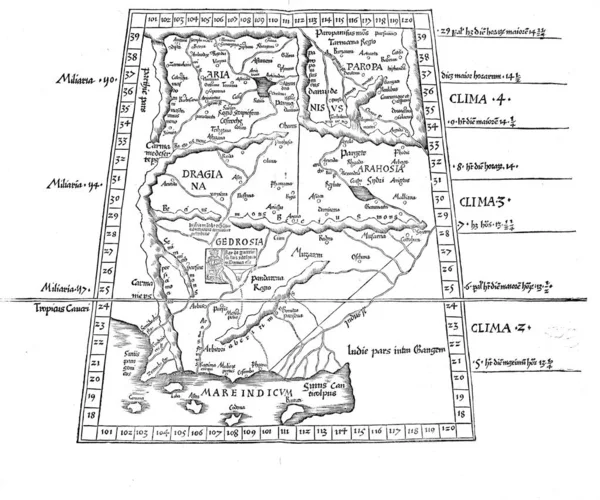 Mapa Antigo Imagem Gravura — Fotografia de Stock