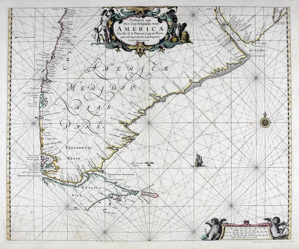 Αρχαίος Χάρτης Πλοήγησης Ρετρό Εικόνα — Φωτογραφία Αρχείου