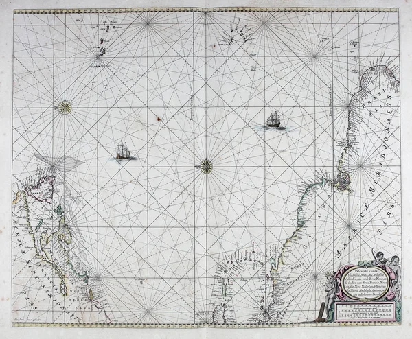 Ancient navigation map. Retro image