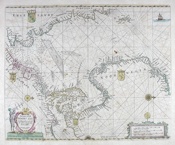 Starożytna Mapa Nawigacyjna Retro Obraz — Zdjęcie stockowe