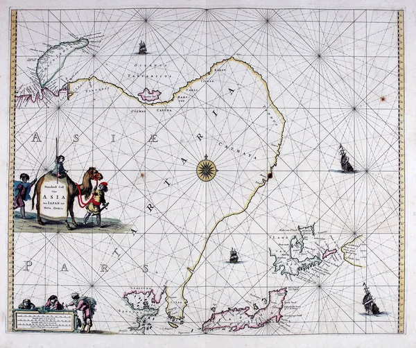 Starożytna Mapa Nawigacyjna Retro Obraz — Zdjęcie stockowe