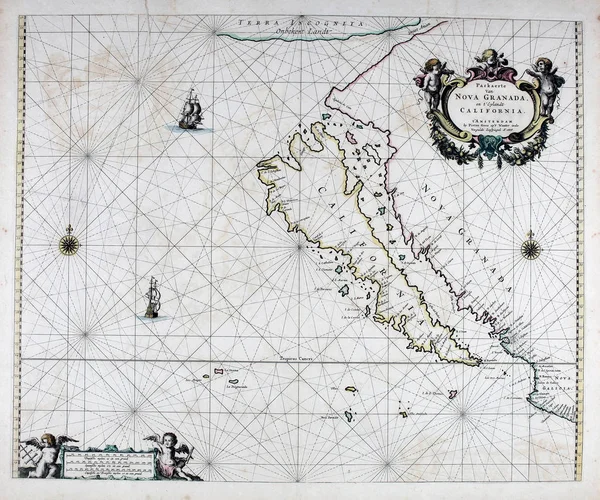 Starożytna Mapa Nawigacyjna Retro Obraz — Zdjęcie stockowe