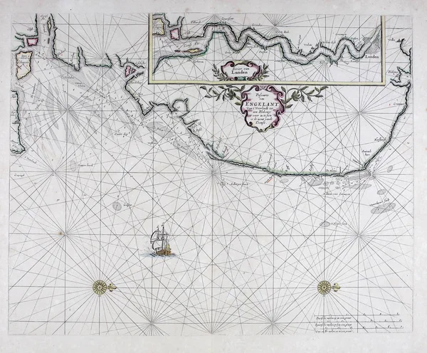 Ancient navigation map. Retro image