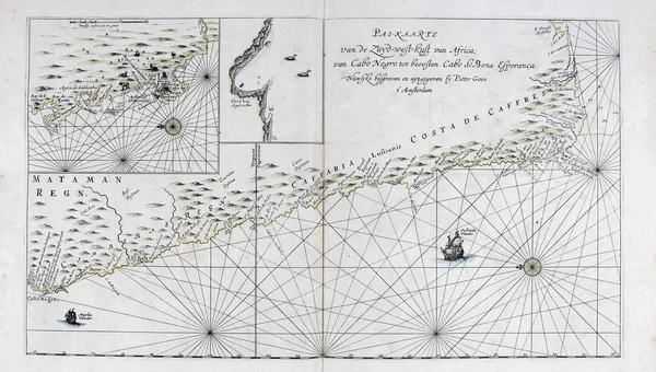 Starověká Navigační Mapa Retro Obrázek — Stock fotografie