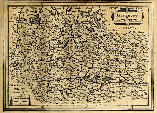 Mapa Antigo Imagem Gravura — Fotografia de Stock