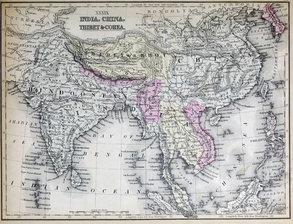 Vecchia Mappa Incisione Immagine — Foto Stock