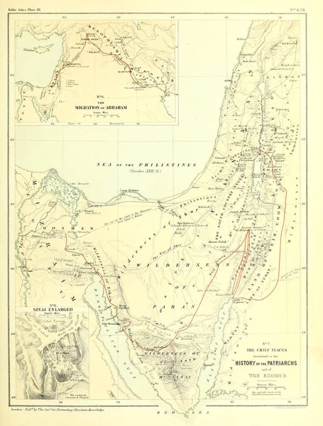 Mapa Terra Santa Ilustração Antiga — Fotografia de Stock