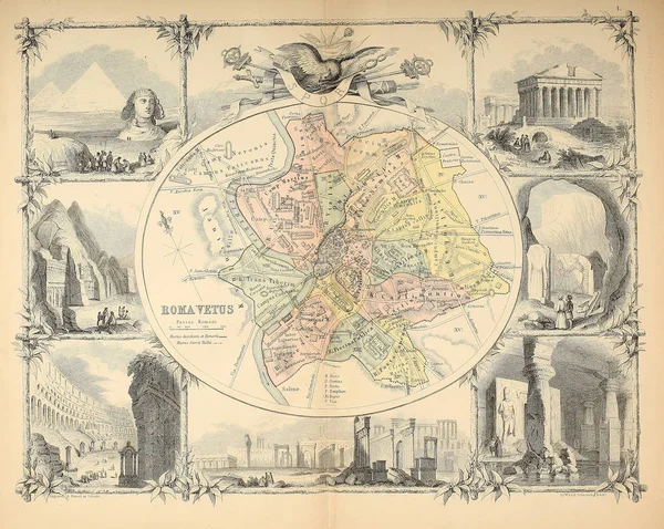 Vecchia Mappa Incisione Immagine — Foto Stock