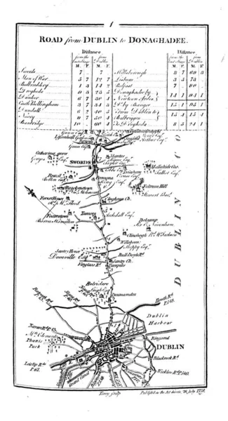 Mapa Roud Irlanda Imagem Retrô — Fotografia de Stock