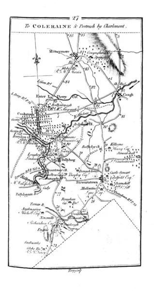 Irlanda Roud Mapa Imagen Retro —  Fotos de Stock