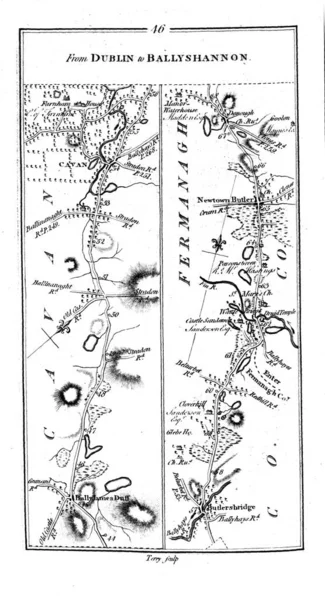 Irská Mapa Roud Retro Obrázek — Stock fotografie