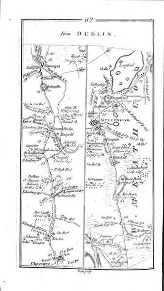 Mapa Roud Irlanda Imagem Retrô — Fotografia de Stock