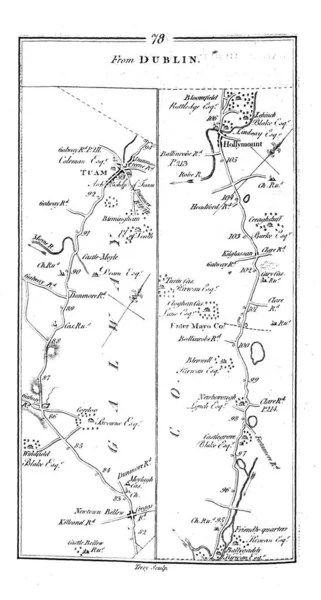 Irlanda Roud Mapa Imagen Retro —  Fotos de Stock