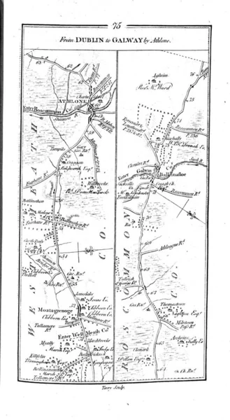 Mapa Roud Irlanda Imagem Retrô — Fotografia de Stock