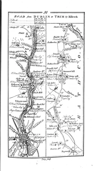 Ireland Roud Map Retro Image — Stock Photo, Image