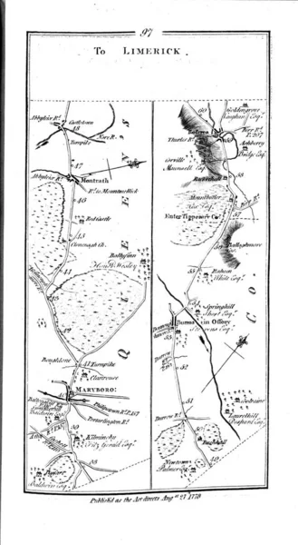 Irská Mapa Roud Retro Obrázek — Stock fotografie