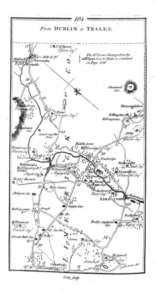 Mapa Roud Irlanda Imagem Retrô — Fotografia de Stock