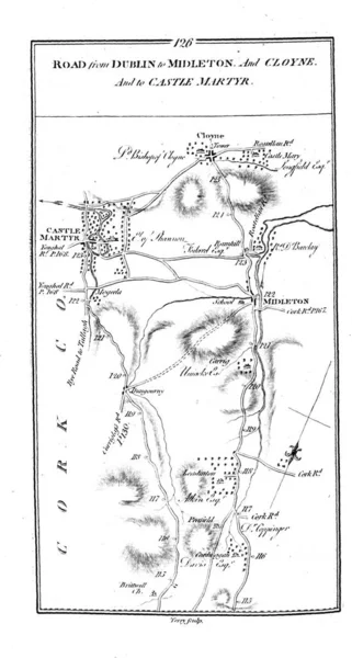 Ірландія Roud Карта Ретро Зображення — стокове фото