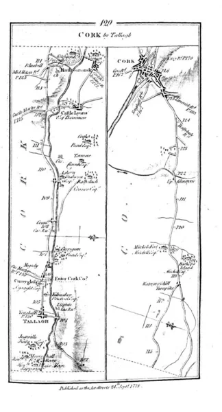 Irská Mapa Roud Retro Obrázek — Stock fotografie