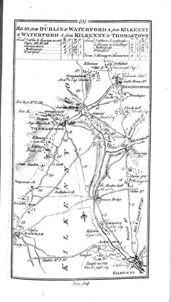 Mapa Roud Irlanda Imagem Retrô — Fotografia de Stock