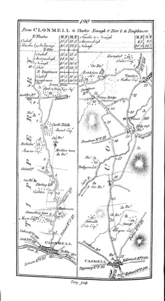 Irská Mapa Roud Retro Obrázek — Stock fotografie