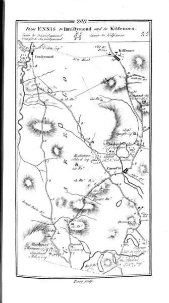 Irská Mapa Roud Retro Obrázek — Stock fotografie