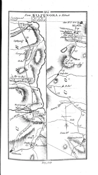 Ірландія Roud Карта Ретро Зображення — стокове фото