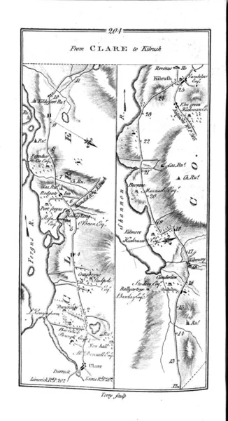 Irlanda Roud Mapa Imagen Retro —  Fotos de Stock