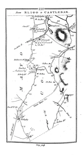 Mapa Roud Irlanda Imagem Retrô — Fotografia de Stock