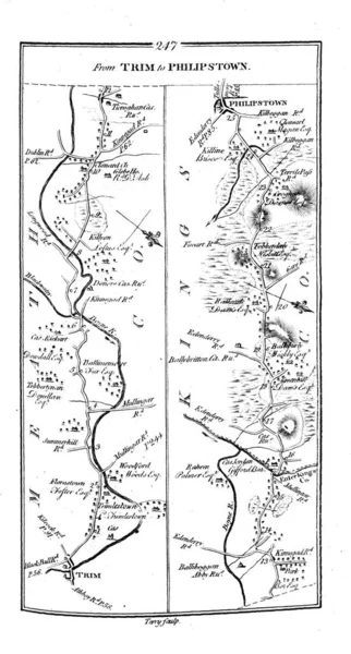 Irská Mapa Roud Retro Obrázek — Stock fotografie