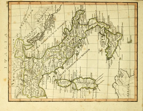 Mapa Antigo Retrô Imagem Gravada — Fotografia de Stock