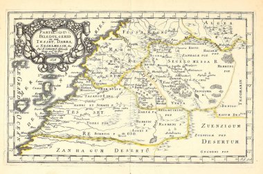 Eski harita. Gravür illüstrasyon.