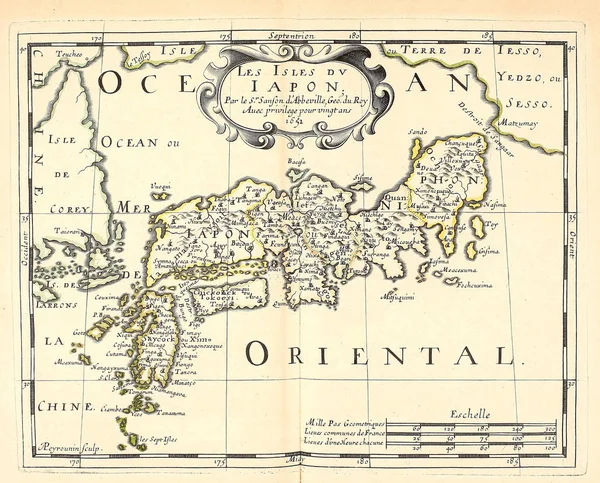 Velho Mapa Ilustração Gravura — Fotografia de Stock